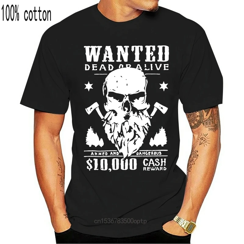 

New 2018 Summer Style O Neck Short Sleeved Slim Fit Men'S T Shirt Lumberjack Wanted Skull Tee Shirts
