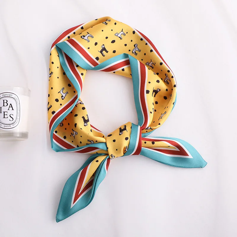 Модный женский шелковый шарф с принтом животных маленькая сумка ручкой