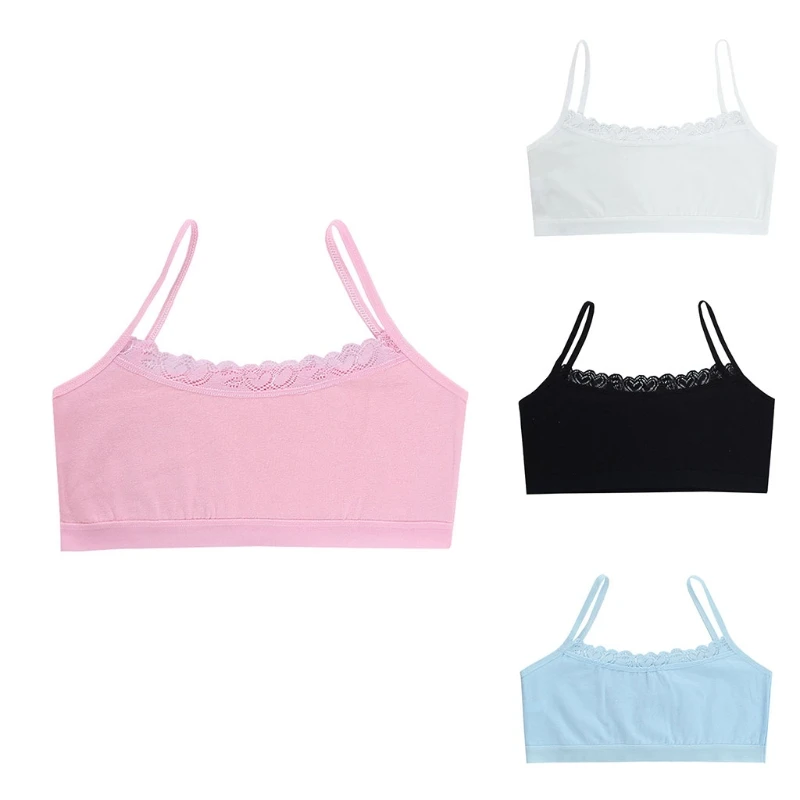 

Lace Cotton Young Girls Training Bra 8-12Years Old Kids Bra Camisole Children Bras Condole Belt Vest