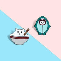 fat kitten brooches cat bowl enamel pins children jewelry badges bag shirt lapel pin buckle cute animal gift for friend