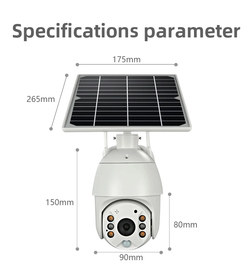 

4G SIM Card IP Camera Outdoor PTZ Camera WIFI 8W Solar Panel Battery Wireless Metal Security Camera PIR Alarm