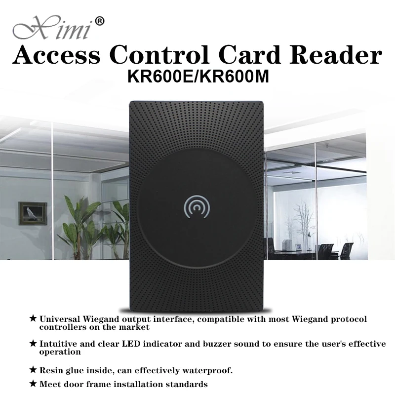 

KR600 frequency EM12.5KHZ / MF13.56MHZ card reader outdoor card waterproof ID / IC access control card reader