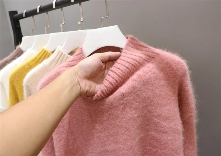 H. SA manteau femme hiver, зимний свитер с высоким воротом, джемперы ярких цветов, синие одноцветные пуловеры, теплый вязаный свитер в Корейском стиле