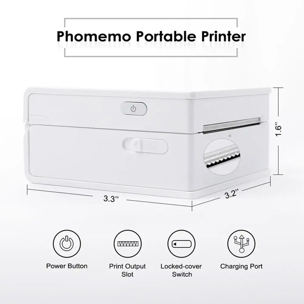 

For Phomemo M02 Portable Bluetooth Printer Photo Printer Roll Sticker Printer Machine Mini Bluetooth Pocket Thermal Label P T4J3