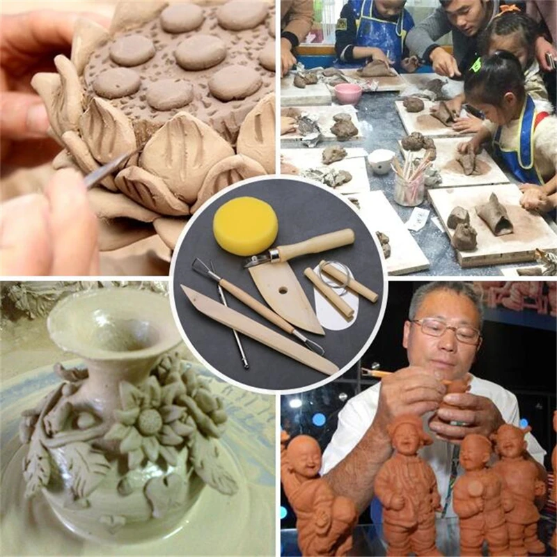 

8Pcs/set Pottery Ceramic Tool Set DIY Hand Clay Ceramic Molding Tools Wood Knife Pottery Ceramics Clay Sculpture Modelling Kit