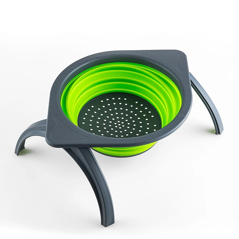 

4Pcs Foldable Drain Basket Washing Basket Strainer with Stands Handle Collapsible Storage Tools for Kitchen Outdoor