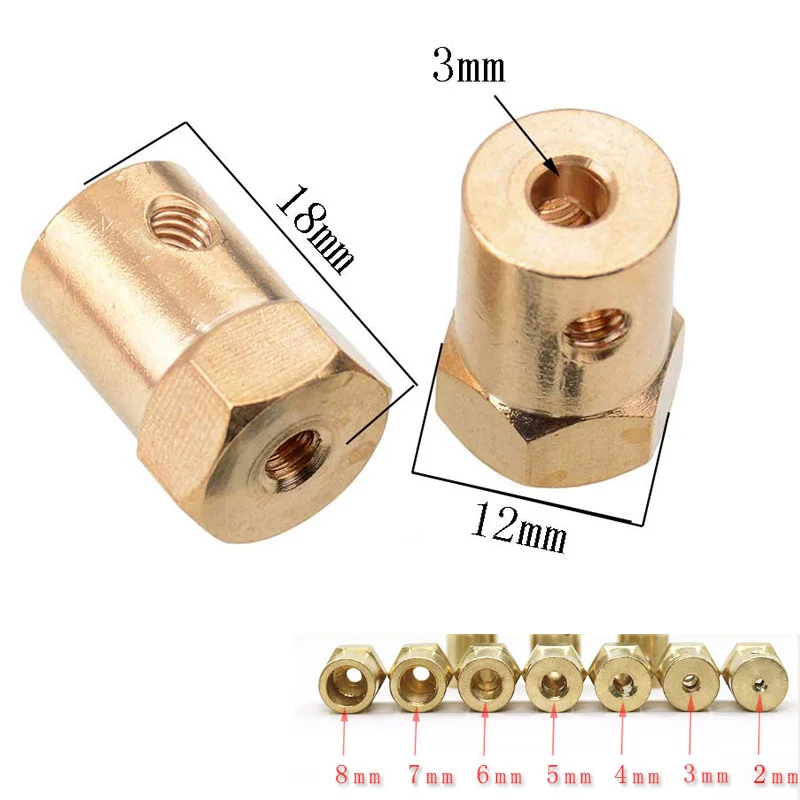 Шестигранная муфта 8 шт./лот 12 мм соединительная для шин 2 мм/3 мм/4 мм/5 мм/6 мм/8