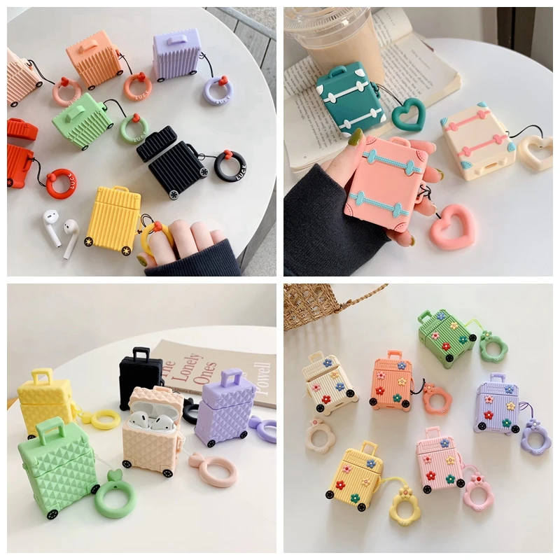 Чехол для AirPods модный милый чехол костюма багажника Apple Airpods 2 защитный наушников с