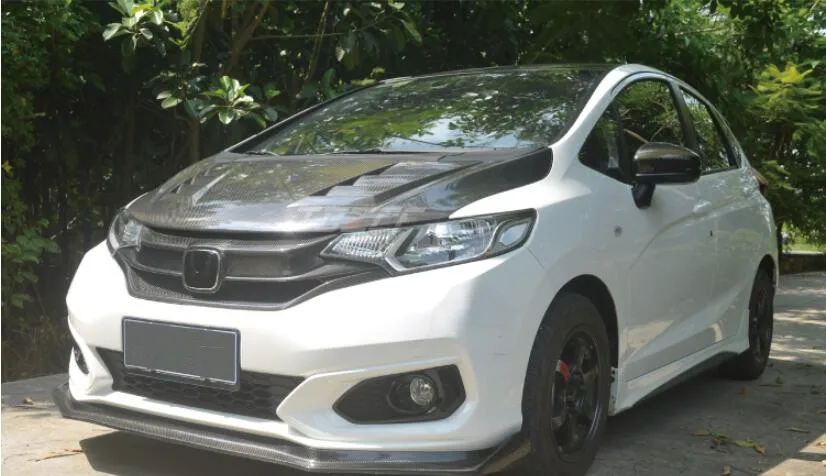 

Jazz GK5 RS Carbon Fiber Car Front Bumper Engine Hoods Cover For Honda Fit Jazz GK5 RS 2014 2015 2016 2017 2018 2019