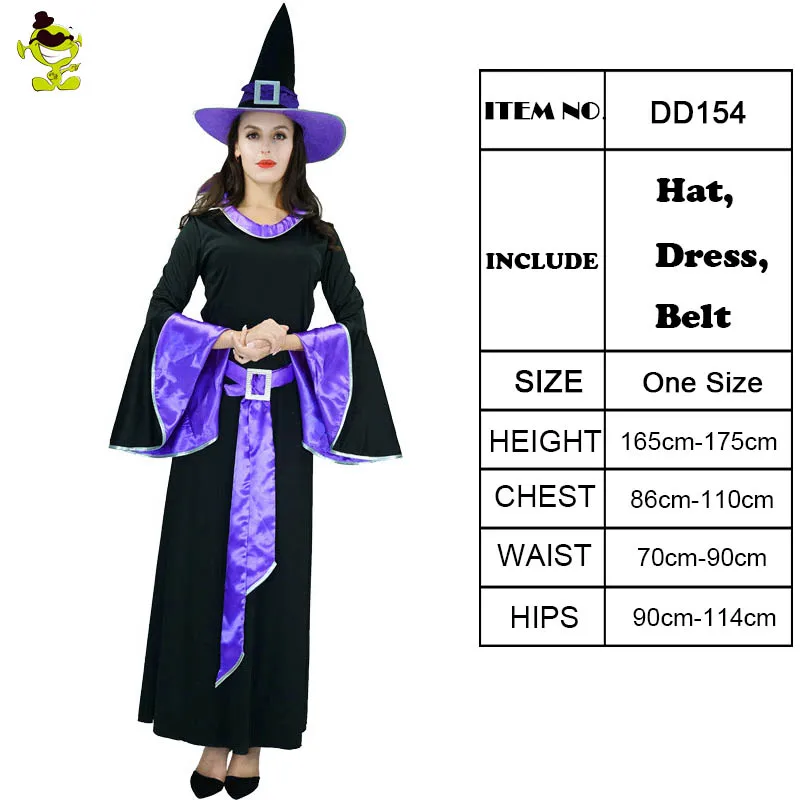 Женский костюм ведьмы для взрослых хэллоуивечерние фиолетовое платье женщин |