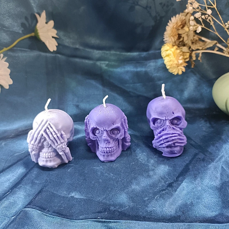 

Halloween Skull 3D Candle Soap Mould DIY Candle Epoxy Mold Handmade Candles Aroma Wax Soap Molds for Decorations