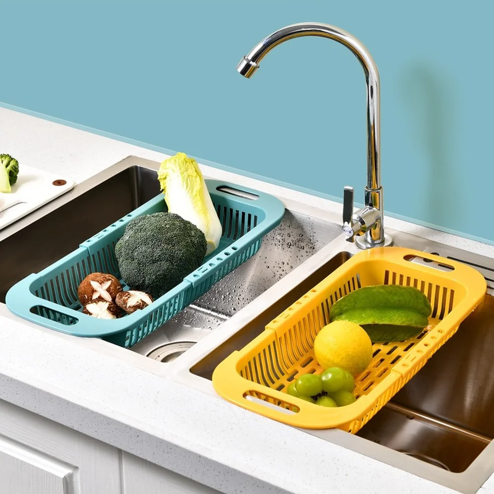 

Creative Sink Retractable Drain Storage Baskets Multifunctional Kitchen Washing Fruit And Vegetable Basket Kitchen Items