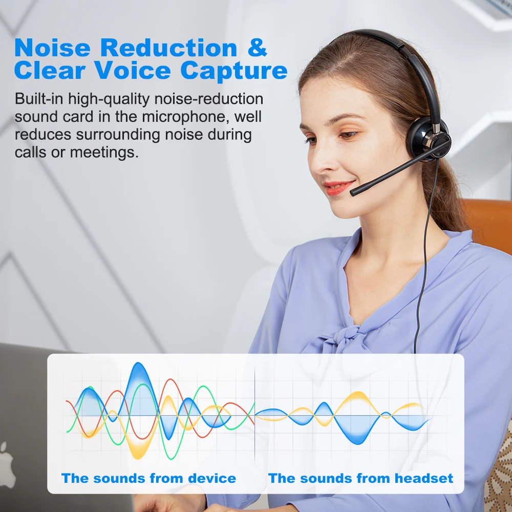 New Bee USB Headset with Rotatable Microphone for PC 3.5mm Business Headphones Mic Mute Noise Cancelling Call Center | Электроника