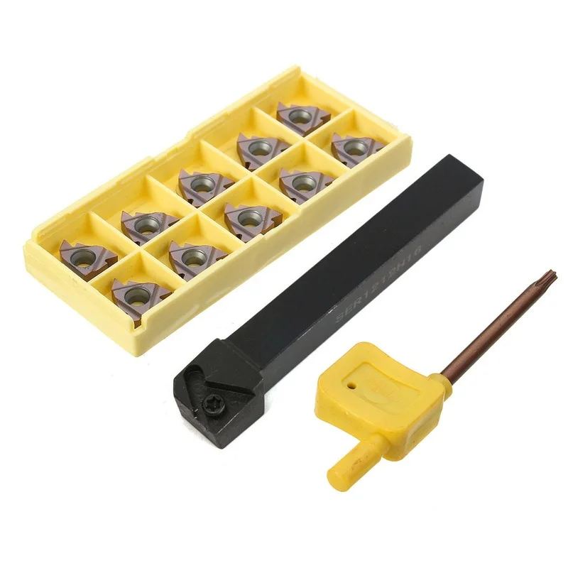 

SER1212H16 Turning Tool Holder Boring Bar with 10pcs 16ER AG60 VP15TF Inserts