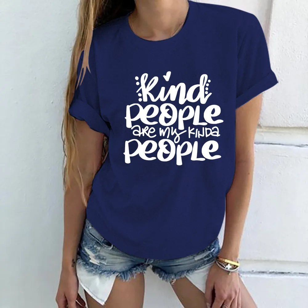 Модная женская футболка с надписью Kind People Повседневная Harajuku коротким рукавом и