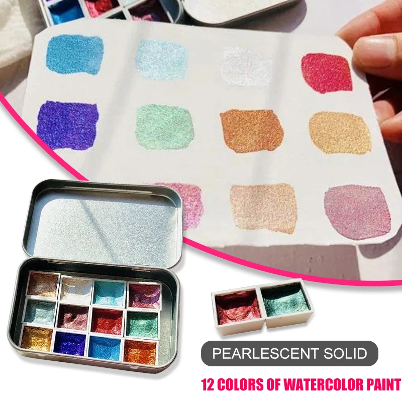 

Watercolor Pigment 12 Colors Portable Solid Paint Painting for Beginner Artist GDeals