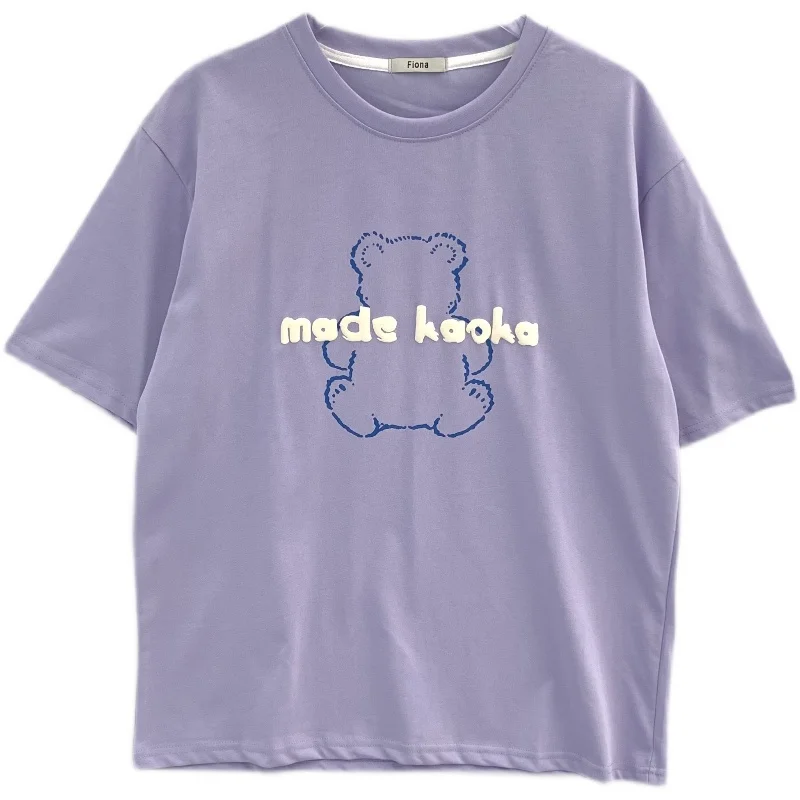 

Foam Bear Korean Summer New Loose Youthful-Looking Fresh Cotton Short-Sleeved T-shirt Women's Trendy Harajuku Tops