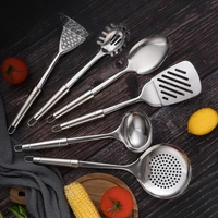 6pieces set kitchen utensils cookware stainless steel spoon masher skimmer shovel meat fork peeler non stick kitchen tools