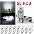 20 шт., Автомобильные светодиодные лампы T10 COB 6000K W5W 168