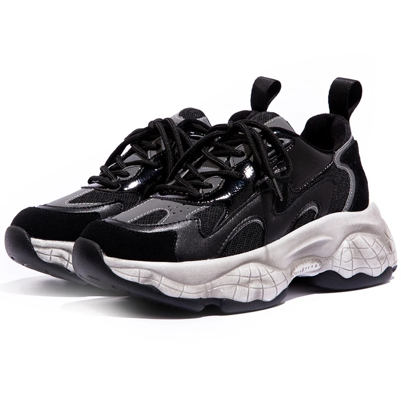 Женская обувь из натуральной кожи Осенняя с закругленным носком для папы черного