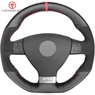 LQTENLEO черная натуральная кожа Замша Чехол рулевого колеса автомобиля для Volkswagen Golf 5 Mk5 GTI VW Golf 5 R32 Passat R GT Jetta5 GLI