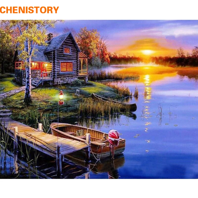 CHENISTORY, Безрамная, сделай сам, живопись по номерам, пейзажная живопись, каллиграфия, современное настенное искусство, холст, живопись для домашнего декора, подарок