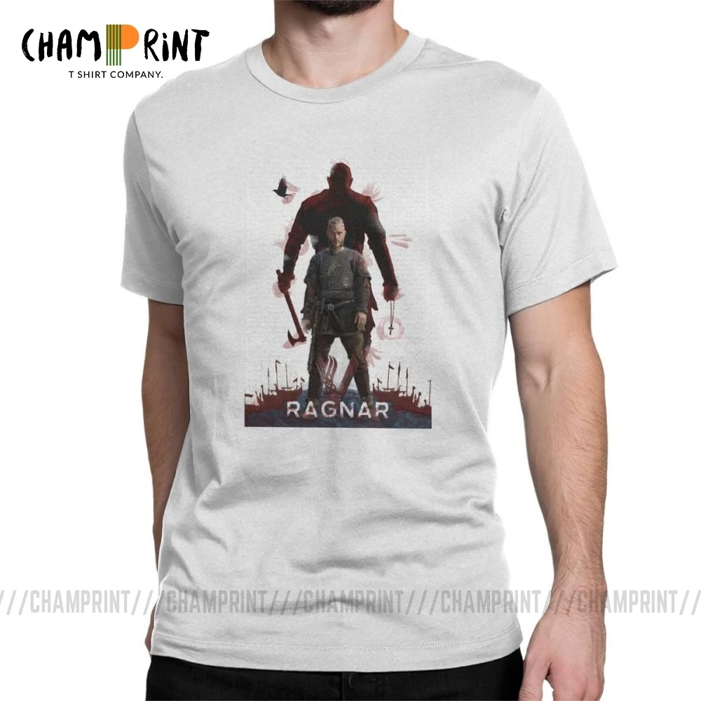 Модные футболки Ragnar Lothbrok Vikings для мужчин топы с коротким рукавом футболка