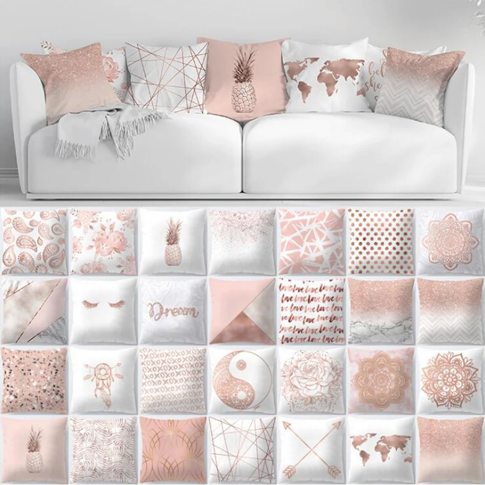 

Pillow Case Rose Gold Geometric Pineapple Glitter Cushion Cover One Side Print Simple and fashionable Nordic wind Pure and fresh