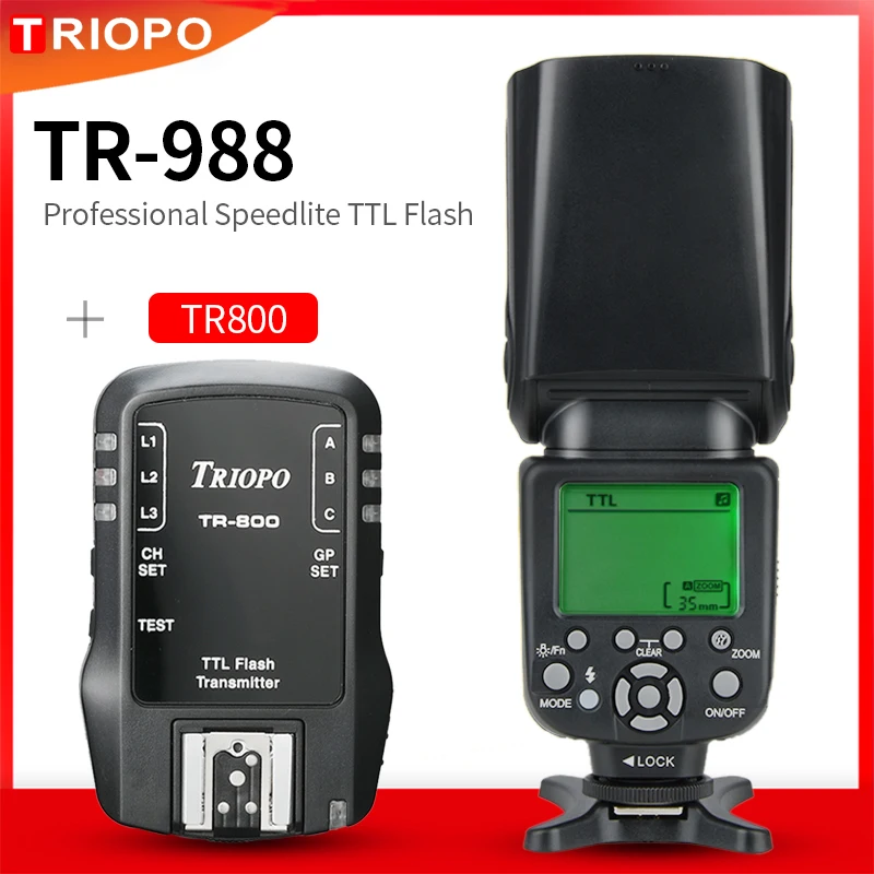 

TRIOPO TR-988 TTL HSS Высокоскоростная синхронизация скорость lite вспышка с 2,4G TR800 приемник и передатчик для Canon Nikon
