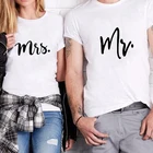 Женская футболка с надписью на годовщину, футболка с надписью Mr и Mrs