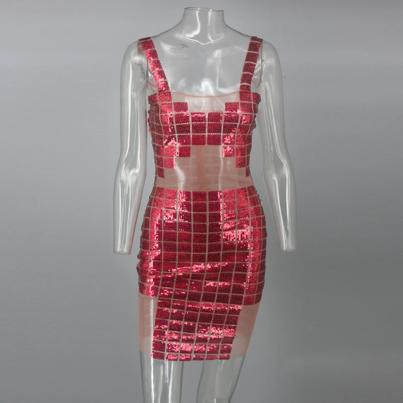 Женское прозрачное облегающее платье мини-платье с блестками вечерние платья 2019