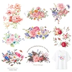 Термоклейкие нашивки для одежды, термоклейкие нашивки на одежду, наклейки сделай сам, Цветочная нашивка, аппликация, гибкая плавкая переводная полоса