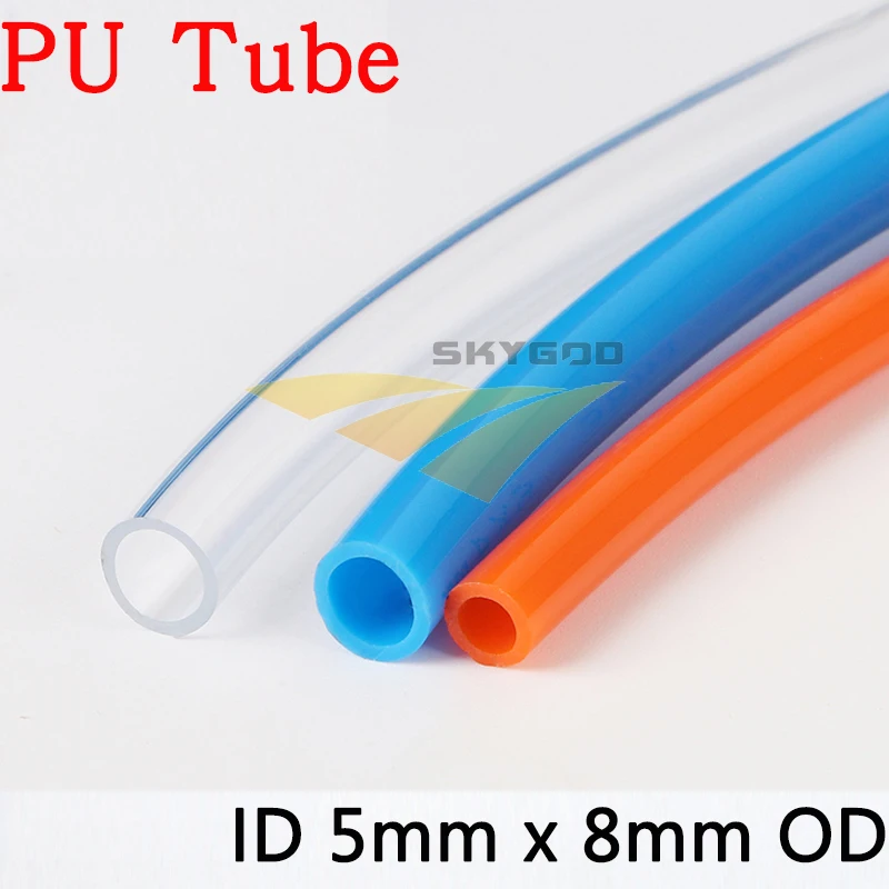 

ID 5mm x 8mm OD High Pressure PU Tube Pneumatic Parts Flexible Hose Water Air Gas Compressor Soft Pipe 1 meter