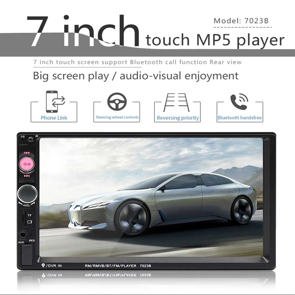 7 дюймов 2DIN HD радио автомобильный MP5 MP3-плеер видео Bluetooth FM радио AUX USB Музыка сенсорный экран тире стерео Горячая Прямая