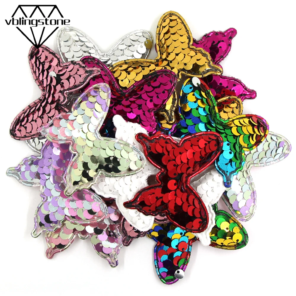 10 шт. в форме бабочки патчи Реверсивные блёстки колодки патч Paillette аппликация для