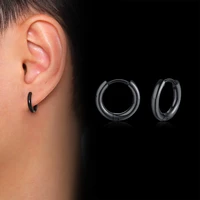 mens hoop earrings stainless steel black and gold huggie earrings for cartilage jewelry