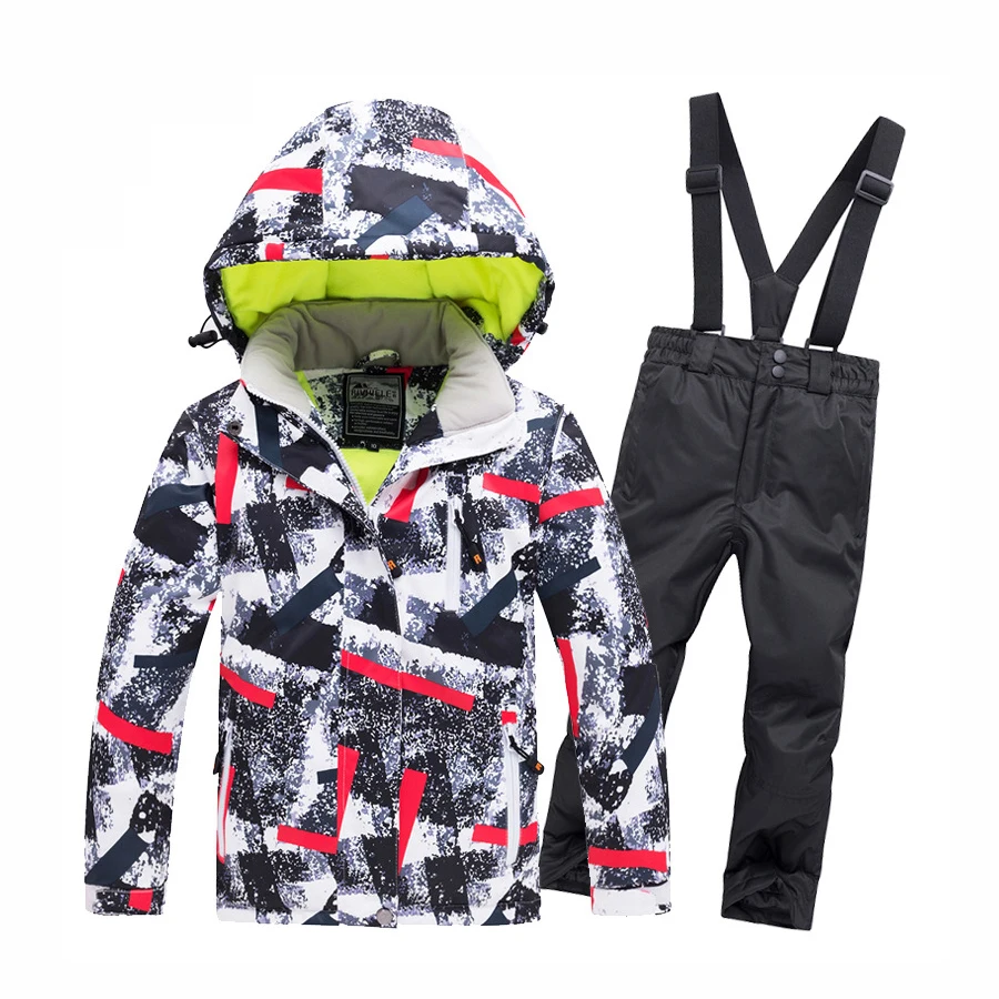 Let's Go Skiing Children Ski Suits Snowsuit Boys Girls Windproof Snow Pants Ski Jacket Winter Sports Thickened Clothes Set