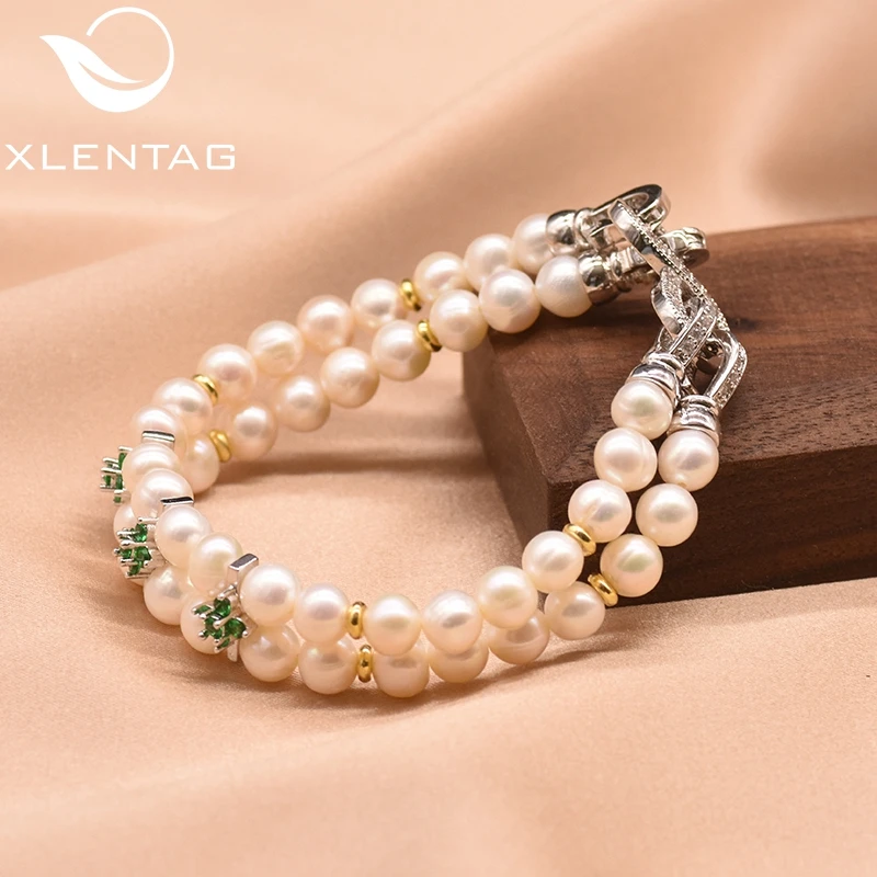 XlentAg Высококачественный Браслет Quyality из натурального пресноводного жемчуга с