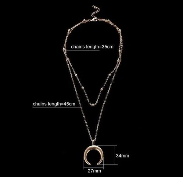 Богемские ожерелья двухслойная Женская цепочка на ключицы луна кулон чокер