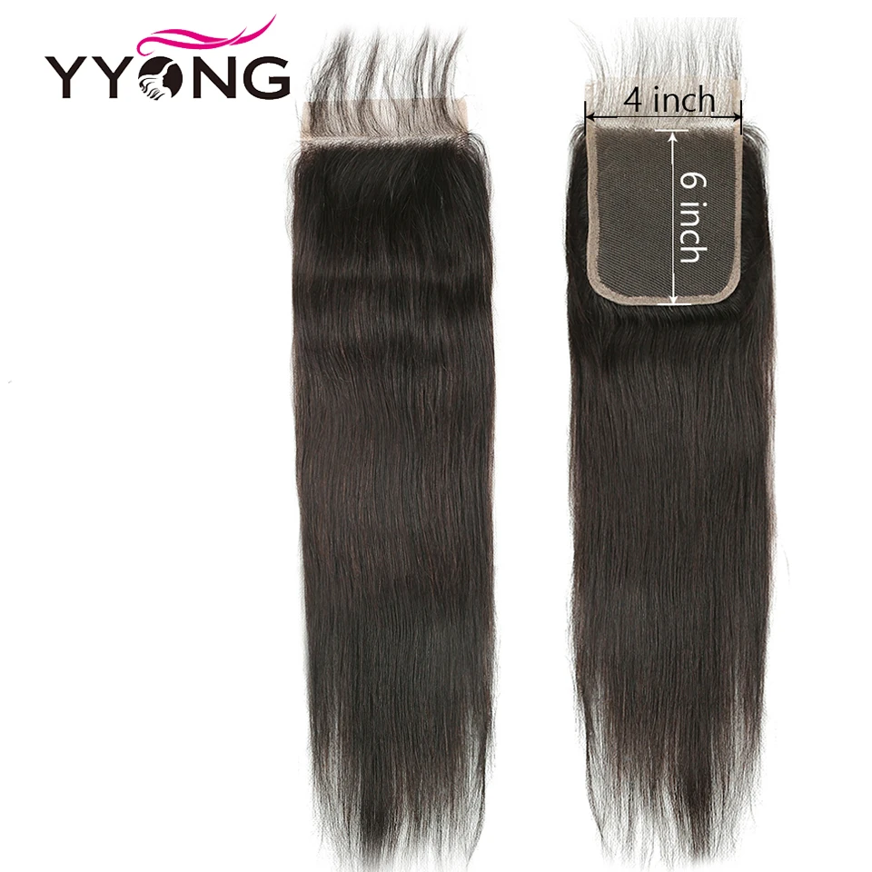 Yyong Hair Store 4x6 закрытые бразильские Прямые 3/4 пучки с закрытием Remy человеческие