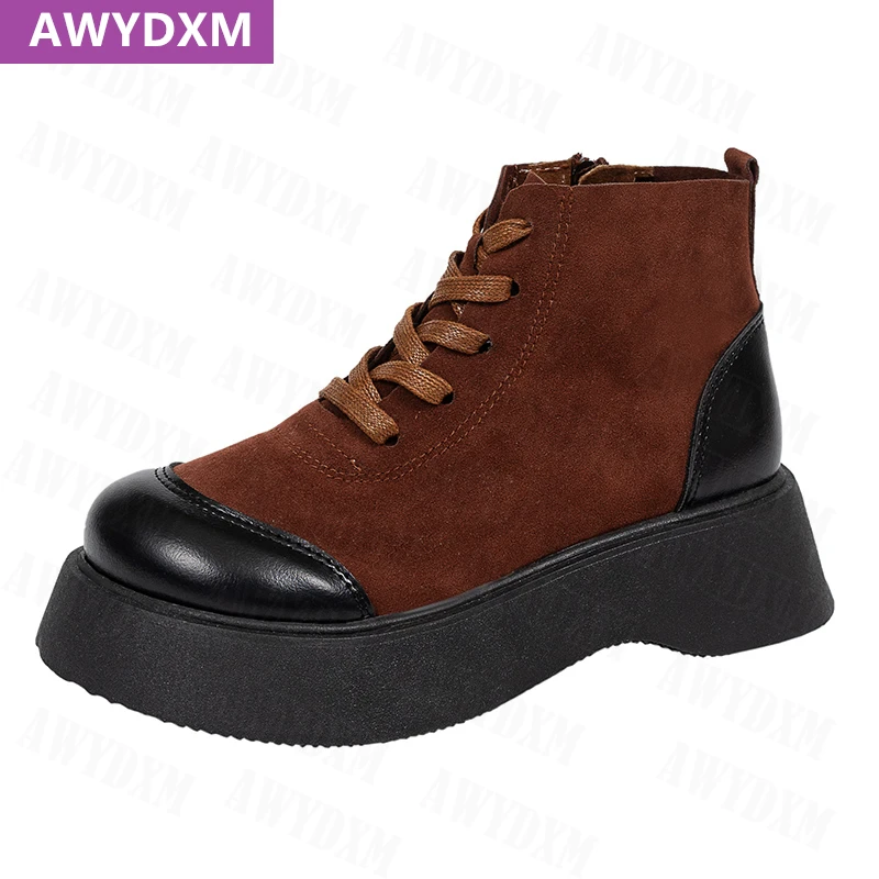 

2021 New Spring Autumn Lace Up flats Fashion Cozy Motorcycle Women Shoes Platform Ankle Casual Boots Dress Designer Sneakers