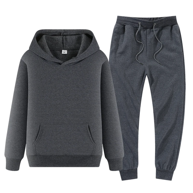 Мужской зимний флисовый спортивный костюм свитшот Повседневная Толстовка