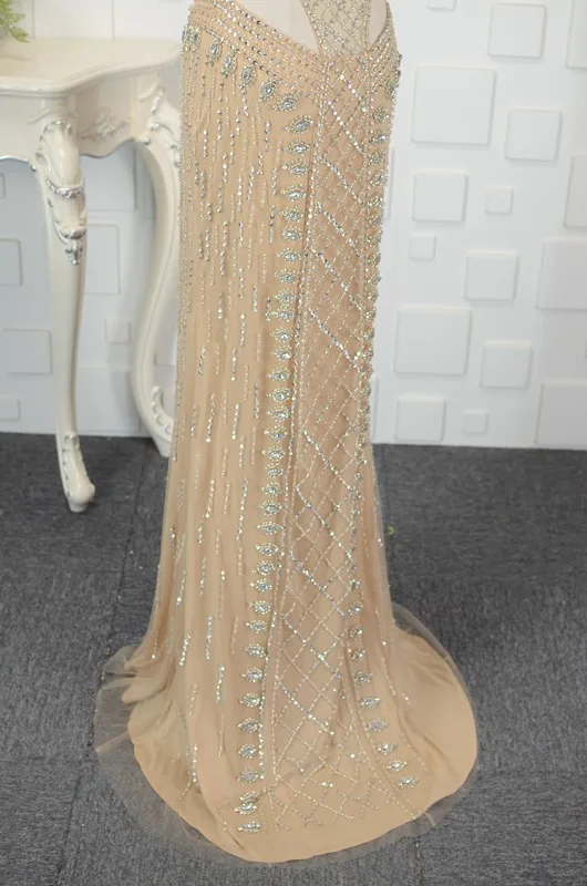 Heavy Beading Mermaid Celebrity Dresses New Design Sexy Cutaway Side Crystals Evening Prom Goowns Real Photos ZD1032