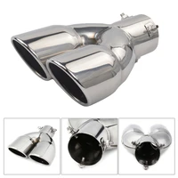 universal 63mm car exhaust pipe tail muffler tip pipe dual outlet exhaust muffler tip end tail pipe stainless steel