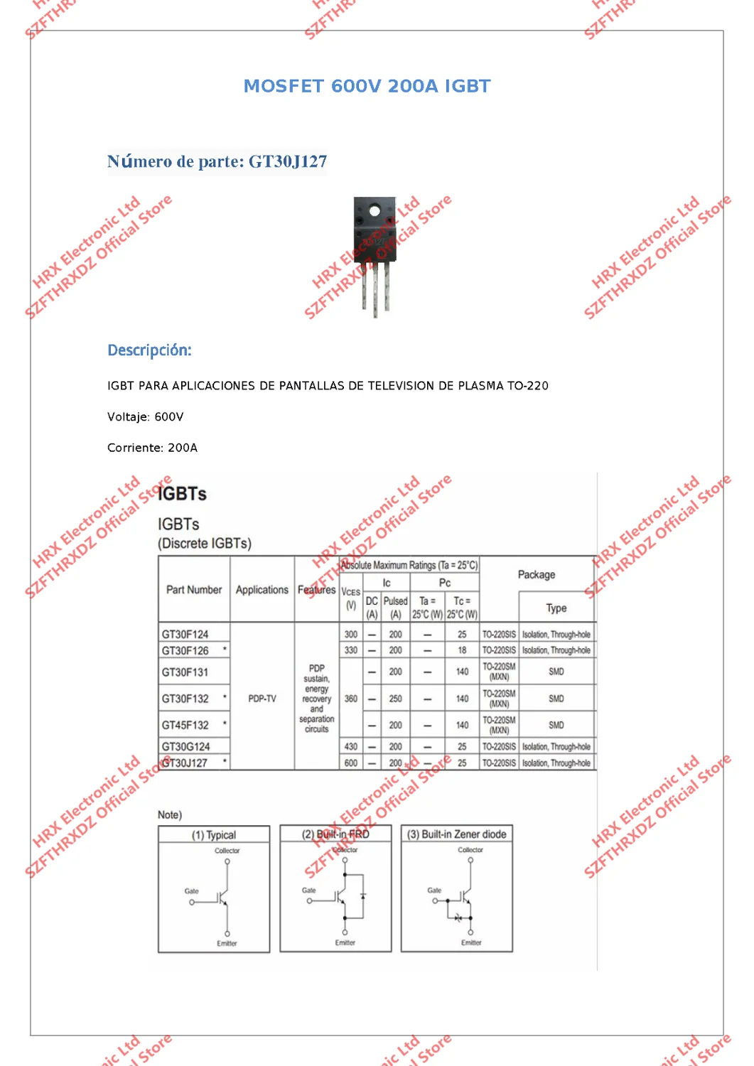 GT30J127 TO-220F 30J127 TO220F MOSFET 600V 200A IGBT 50 шт/трубка(50 шт