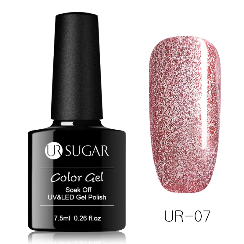 Rose Gold 7 UR SUGAR 7,5 мл голографический УФ лак для ногтей с блестками лак блестящая Лазерная Блестки УФ гель лак личная гигиена дизайн ногтей маникюрный лак - Цвет: Rose Gold 7