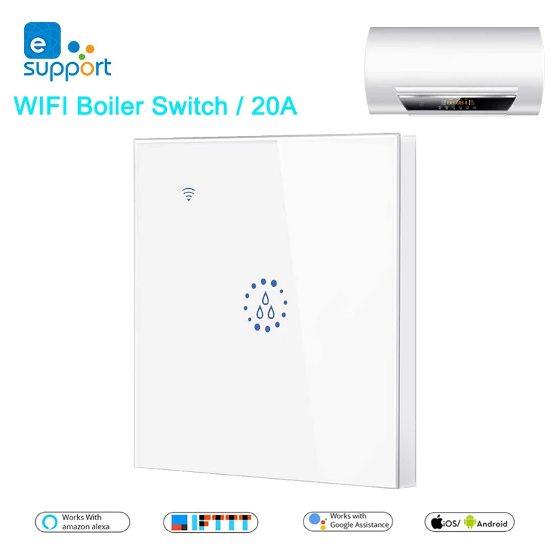 

eWeLink Wifi Smart Switch Water Heater Switch,Indoor Wifi Boiler,Glass Panel,Timer,Alexa Google Assistant Voice Remote Control