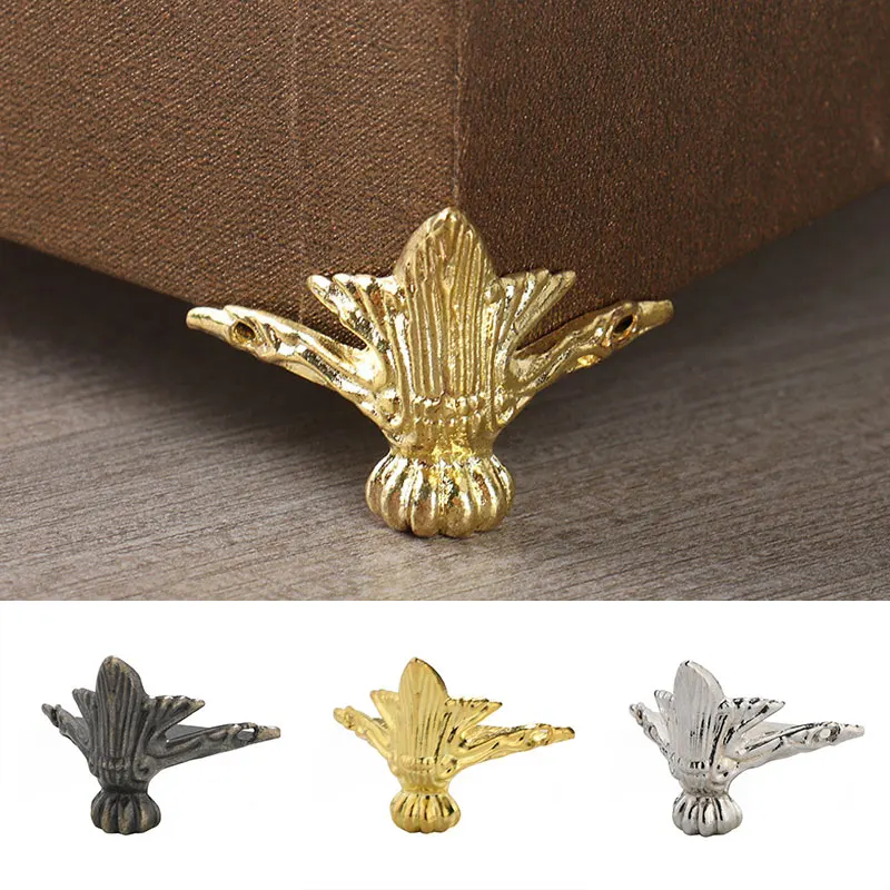 

4pcs Antique Alloy Wooden Box With Protective Corner Decoration On Four Sides Furniture Feet Bracket For Furniture Hardware