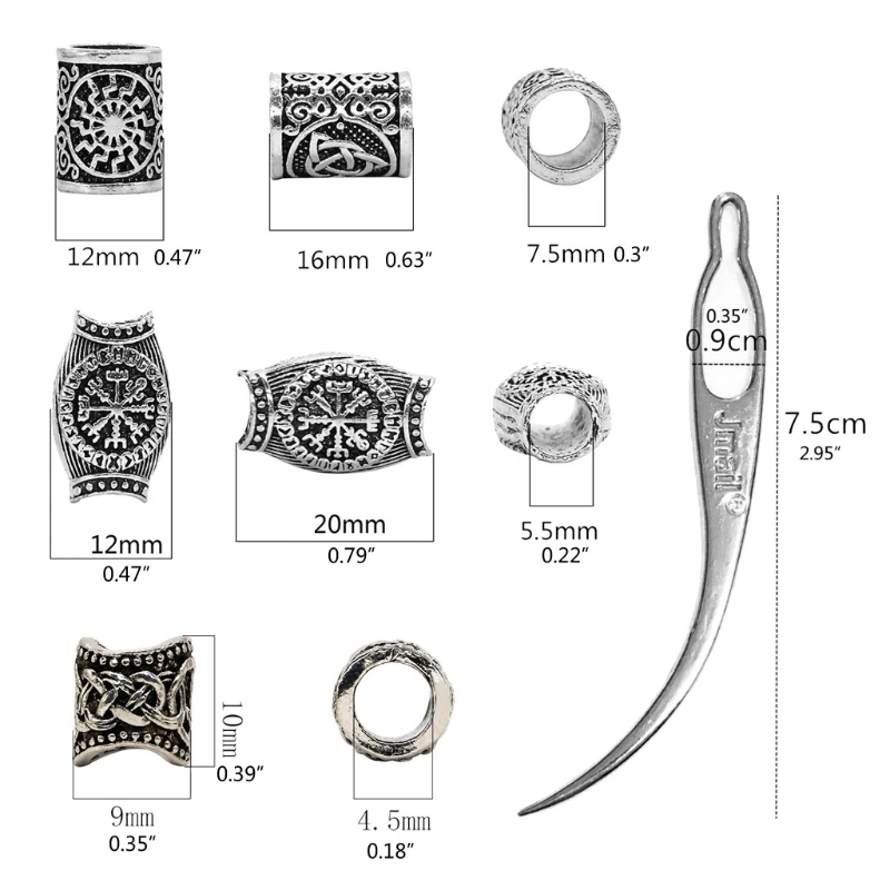 

LXAE Viking Rune Alphabet Character Beads Beard Beads for Men 61 Pieces Set Vikings Runes Beads Norse Dreadlock Beads