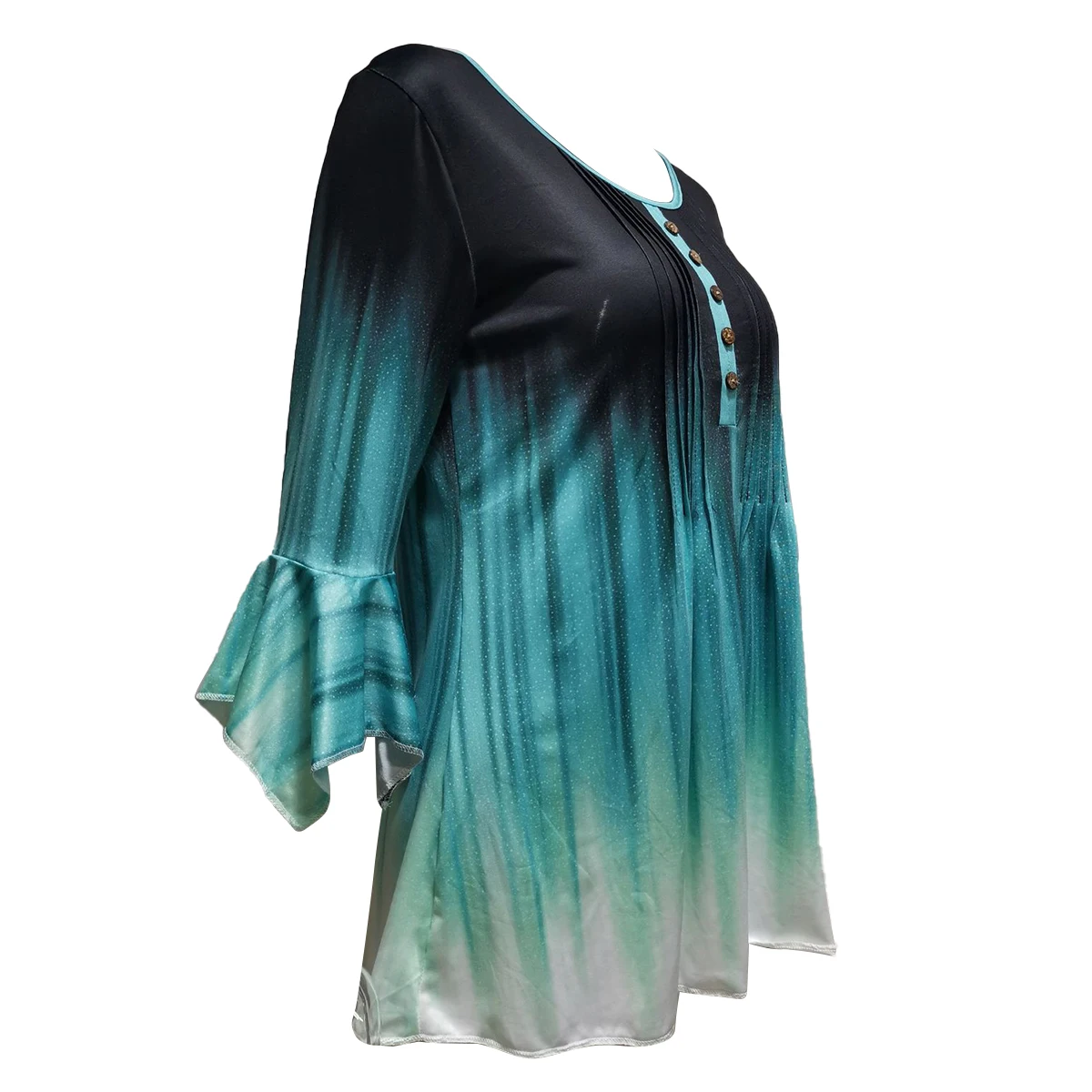 

Hirigin 2020 Fashion Women's Top Round Neck Long Ruffle Sleeve Gradients Clothes Oversize Shirt Irregular Lace Garment